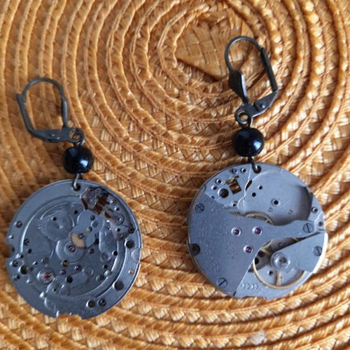 Earrings made from old watches like new, handmade