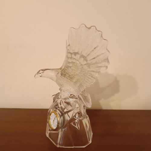Crystal eagle with clock used, Italian crystal