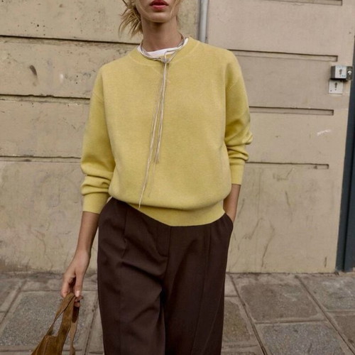 Zara yellow plain knit jumper new, size S