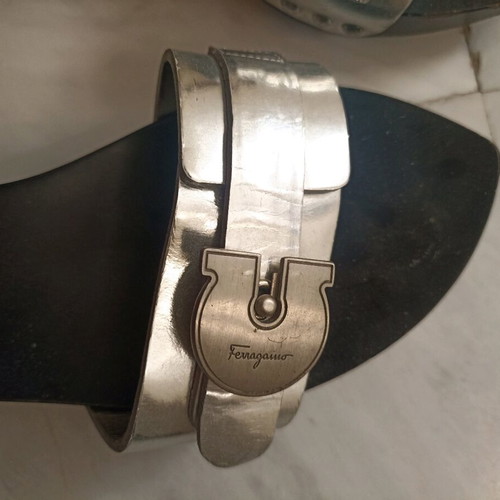 Ferragamo clogs size 38 like new, black with silver details