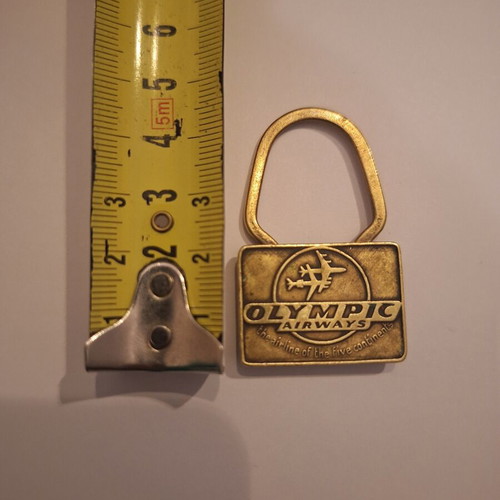 Vintage Olympic Airways keychain used, bronze