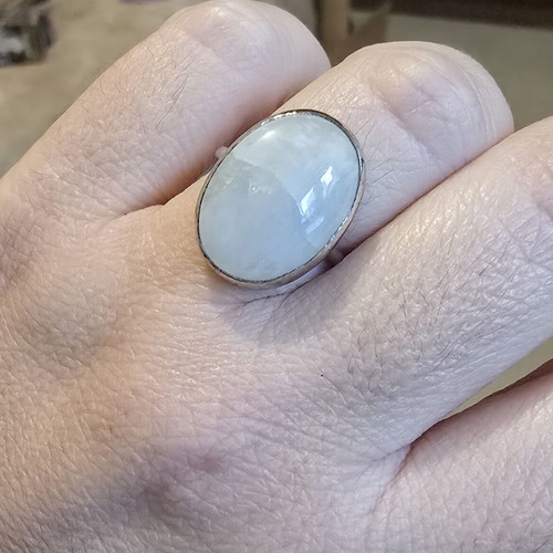 Moonstone ring like new, silver, size 52