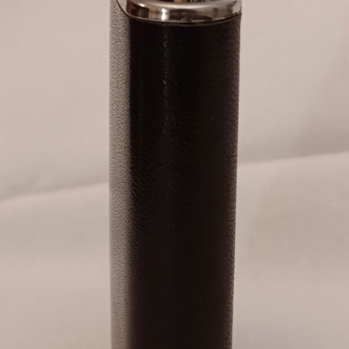 Benson & Hedges 3oz hip flask used, stainless steel with leatherette