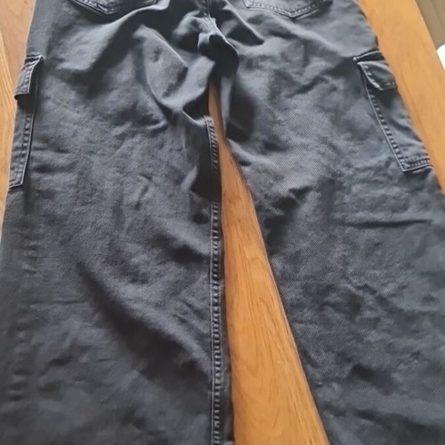 Black denim pants Bershka like new, wide leg, size S