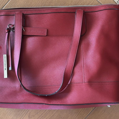 Wilson shoulder bag new, red genuine leather 46x30 cm from USA