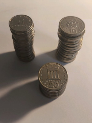 Greek drachma coins used, collection of 68 pieces