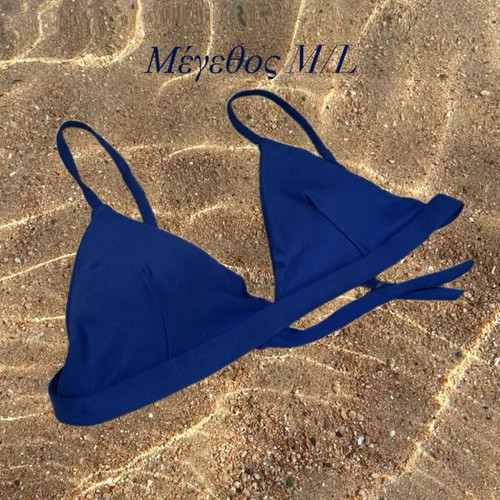 Swimwear top satin texture blue size M/L like new by Olympic Stores