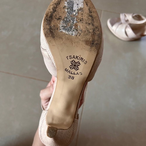 Tsakiris Mallas high heel sandals used, nude pink, size 38