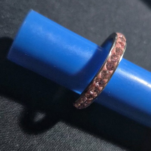 Eternity ring stainless steel with zirconia, like new, pink
