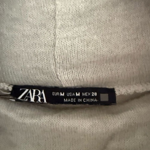 Zara women's long-sleeve blouse with turtleneck size M like new, white and gray