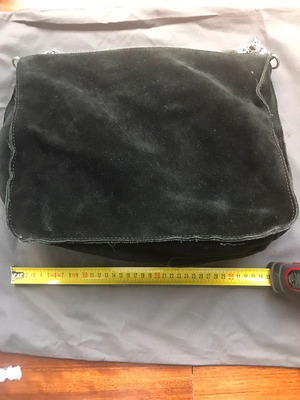 Zara suede black shoulder bag used with chain medium size