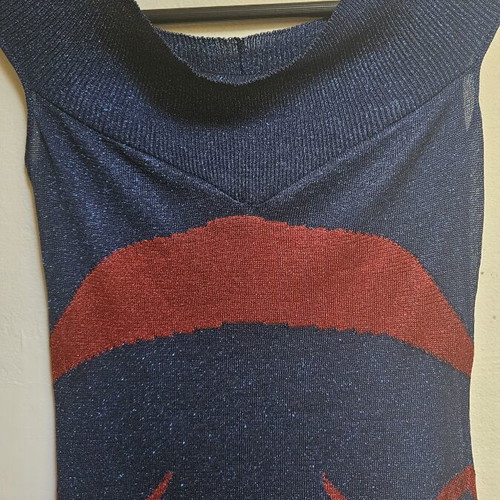 Nassos Ntotsikas knitted evening dress like new, mini, blue and red, size S/M