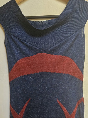 Nassos Ntotsikas knitted evening dress like new, mini, blue and red, size S/M