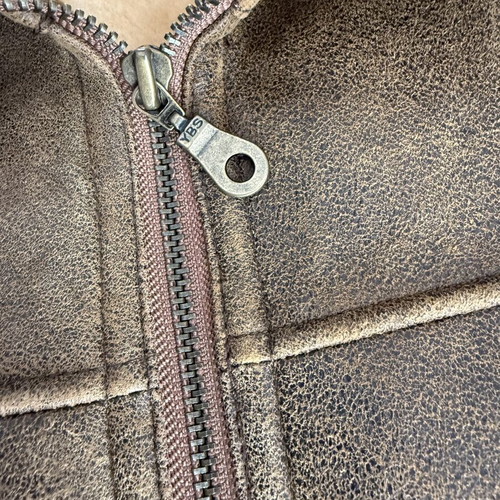 Leather jacket, beige, men's medium-large