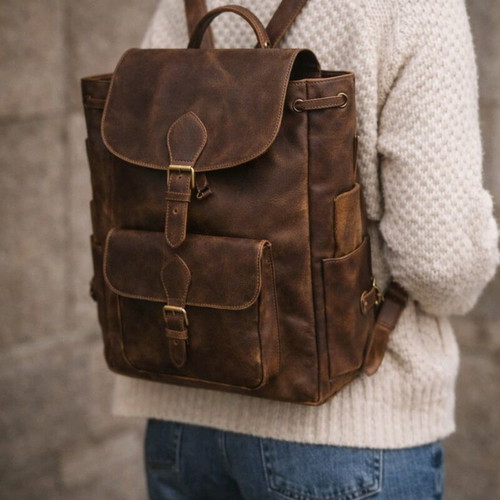 Handmade backpack new from genuine leather Greek craftsmanship brown