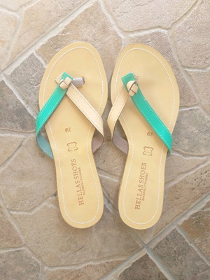 Sandals new made of processed leather, size 39