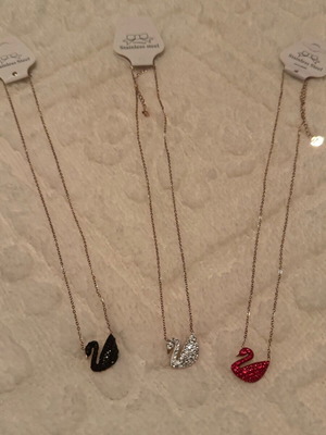 Necklace set new stainless steel with swan in three colors