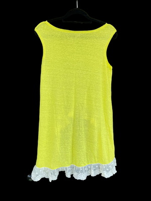 Brigitte tunic used, bright yellow with white lace, one size