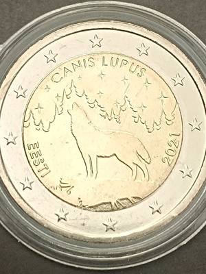 Νόμισμα 2 Ευρώ Εσθονίας 2021 καινούργιο, εθνικό ζώο λύκος