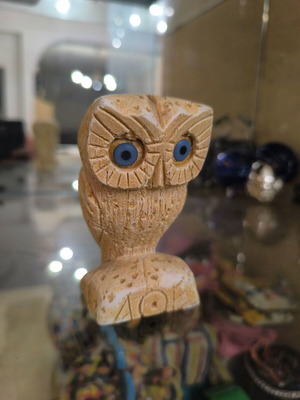 Handmade wooden owl decoration like new