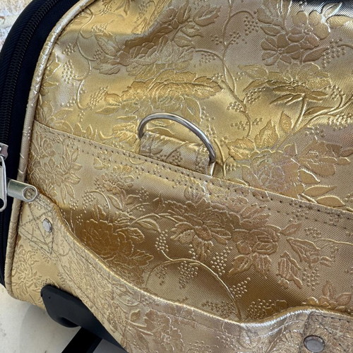 Gold Floral Trolley travel bag like new, beige and gold