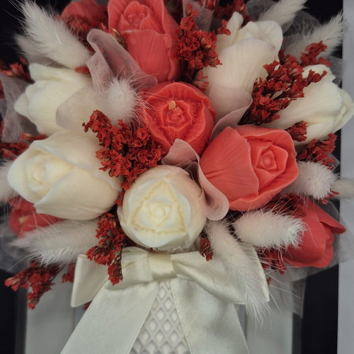Flower candle bouquet in frame new