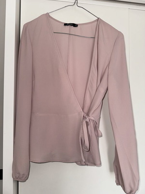 Bershka women's blouse pink soft color with wrap design and side tie like new