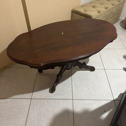 Coffee Table Walnut Solid Wood Oval 1.10m New