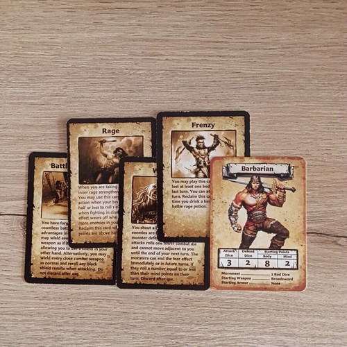 HeroQuest Barbarian Hero expansion like new with 4 skill cards