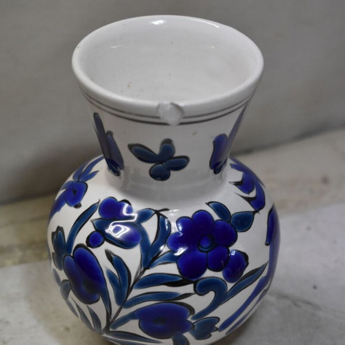 Handmade ceramic vase from Rhodes used with blue decoration