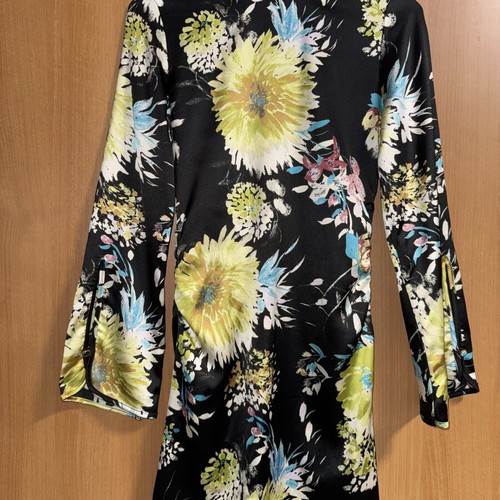 Zara dress black with yellow floral print, XS