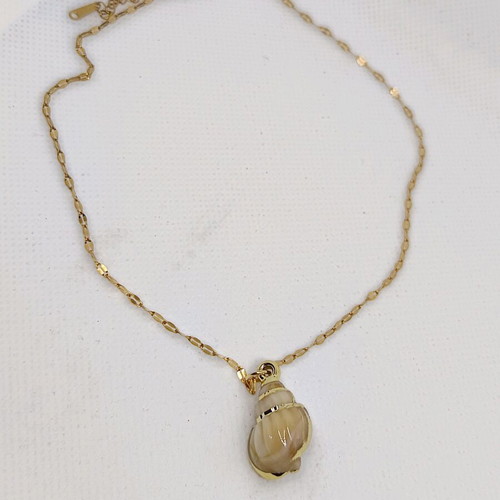 Shell necklace made of stainless steel like new, beige and gold