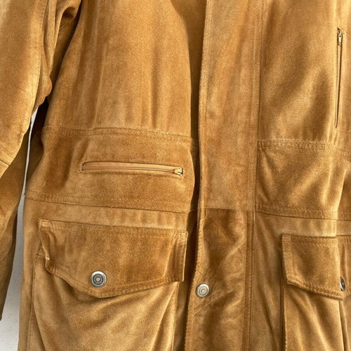 Men's leather jacket used, size XXL, tan color