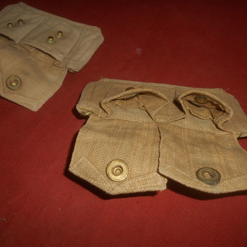 English Canvas Pouches for Lee-Enfield Cartridges used, 1943 WWII, set of 2
