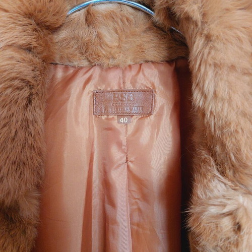 BSB Collection camel color rabbit fur coat, size 40