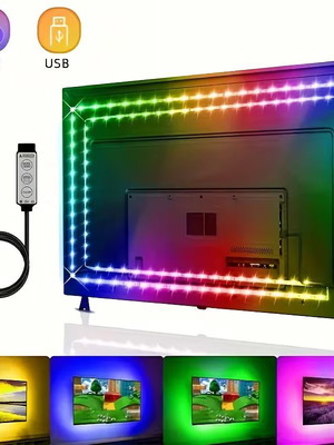 LED ταινία φωτισμού TV 2μ USB 5V RGB με κουμπί, καινούργιο