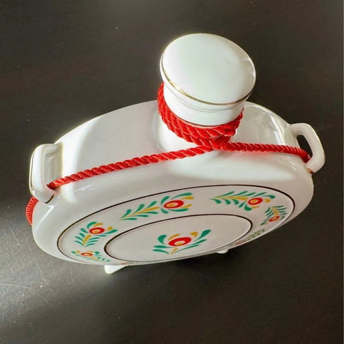 Traditional Hungarian Hollohaza flask used like new, porcelain