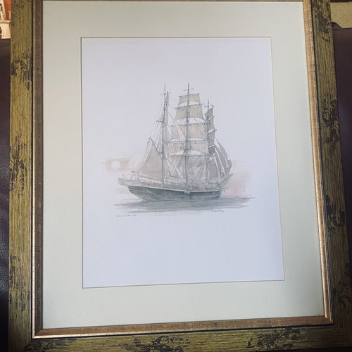 Decorative framed art prints with classic sailing ship seascapes