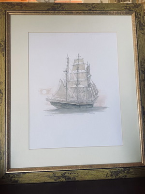 Decorative framed art prints with classic sailing ship seascapes