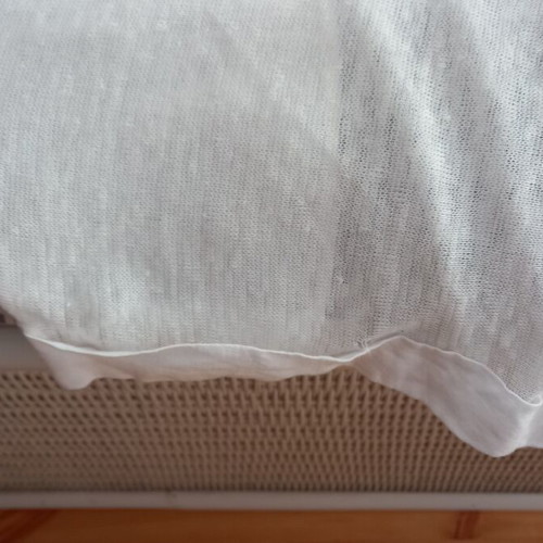 Linen blouse new, white, with subtle side and back transparencies, size XL