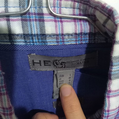 Homini Emerito by Mango men's shirt new, white with purple, blue and green stripes, XL