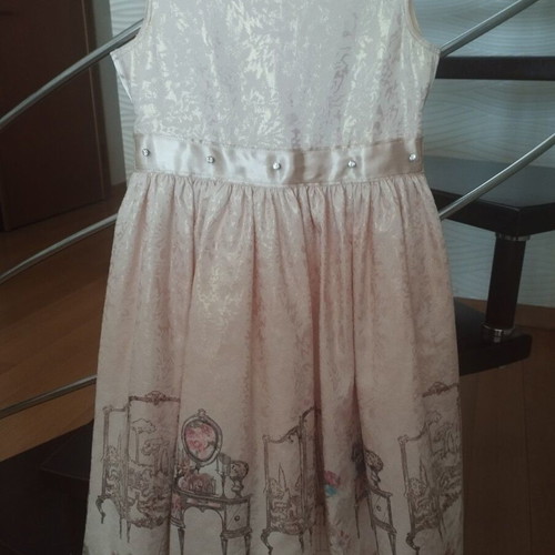 Girls' party dress like new, beige, for 9-10 years old