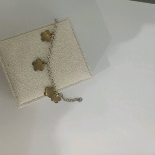 Silver 925 bracelet like new with gold flowers