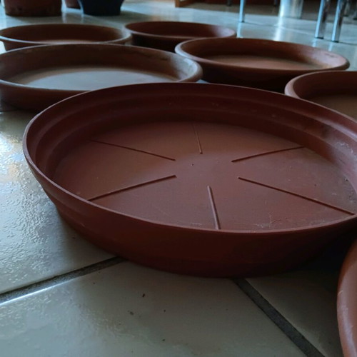 Flowerpot saucers used, pack of 7, terracotta, VIOMES and MILTOPLAST