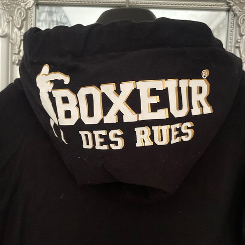 Boxeur des Rues hoodie t-shirt, black white gold, medium