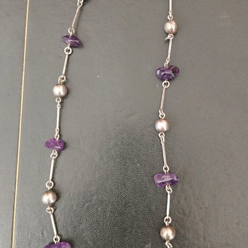 Handmade silver necklace with amethyst used
