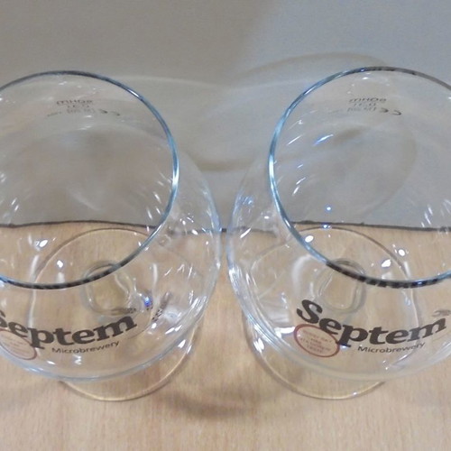 Septem beer set of two used promotional stemmed glasses 0.3lt