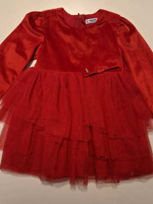 Mayoral red velvet children's dress like new with tulle size 92