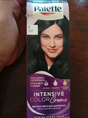 Palette Intensive Color Creme μόνιμη βαφή μαλλιών στην απόχρωση 1 Μαύρο Μπλε