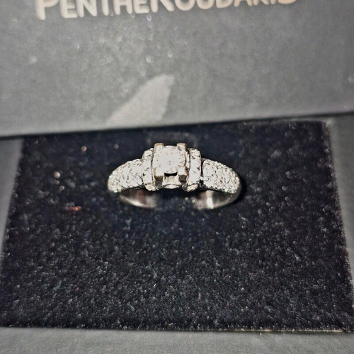 White Gold 18K Ring Size 54 with Central 0.25 Diamond and Brilliant Accents, Like New